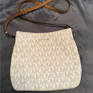 Michael Kors MK Logo Crossbody Bag Tan Brown Strap